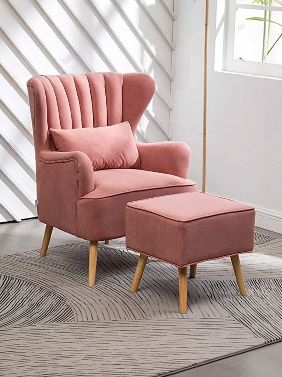 INDIAWOODMART Pink Wooden Lounge Chair-picture-18