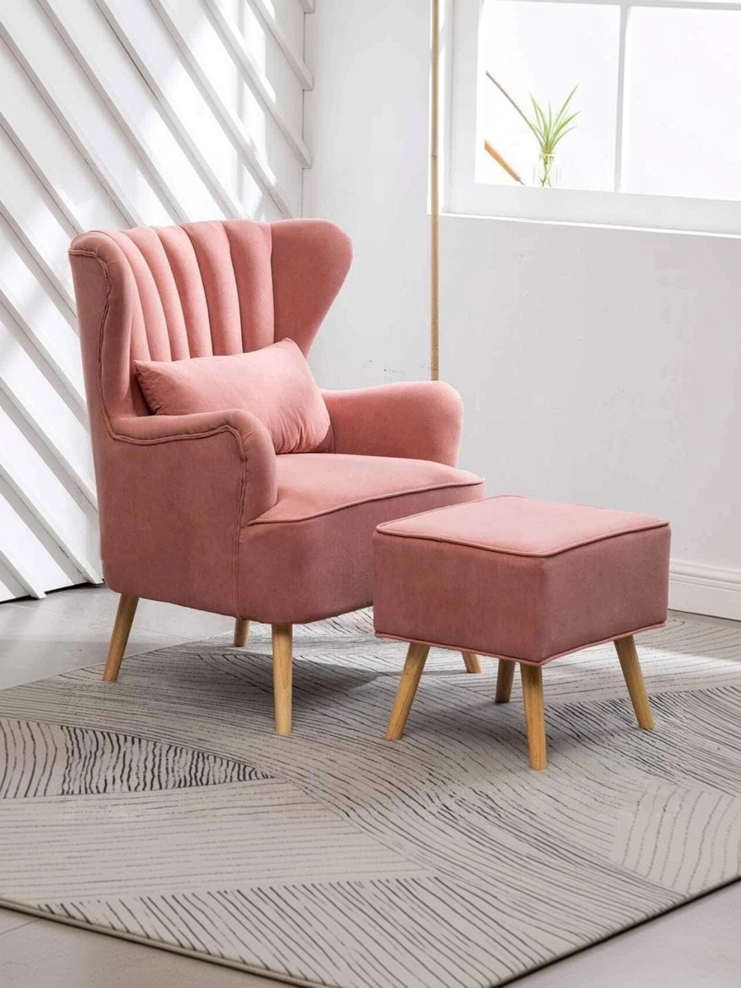 INDIAWOODMART Pink Wooden Lounge Chair-picture-9