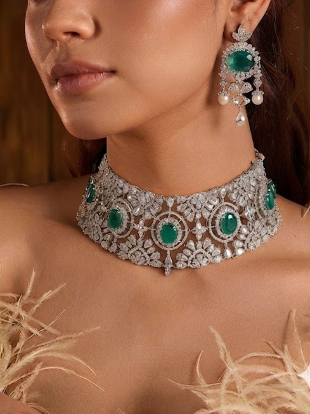 AURAA TRENDS Silver Silver-Plated Choker Cubic Zirconia Necklace and Earrings-image-2