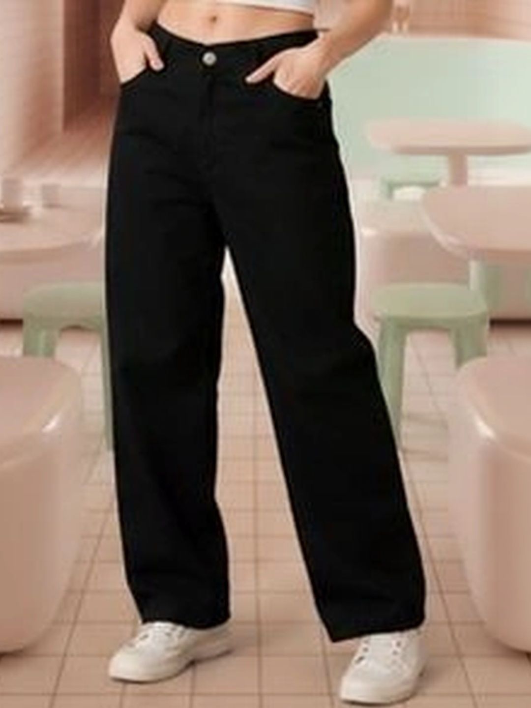 HERE&NOW Women Classic Straight Fit Mid-Rise Stretchable Jeans-picture-48