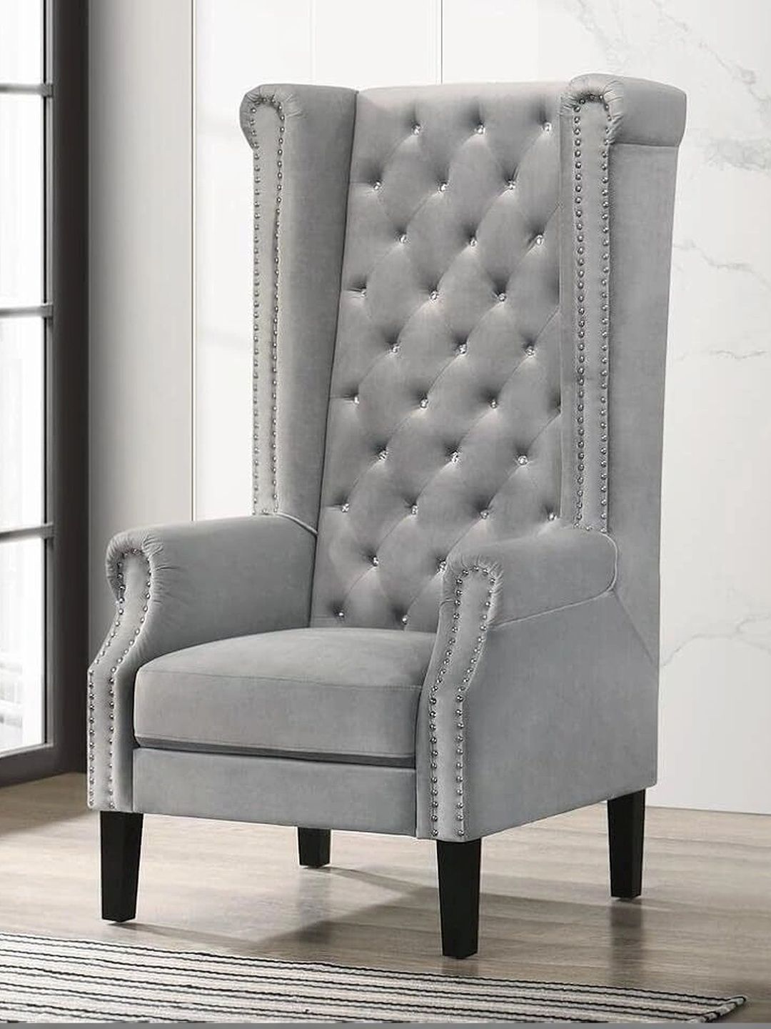 INDIAWOODMART Grey Wooden Lounge Chair-picture-24