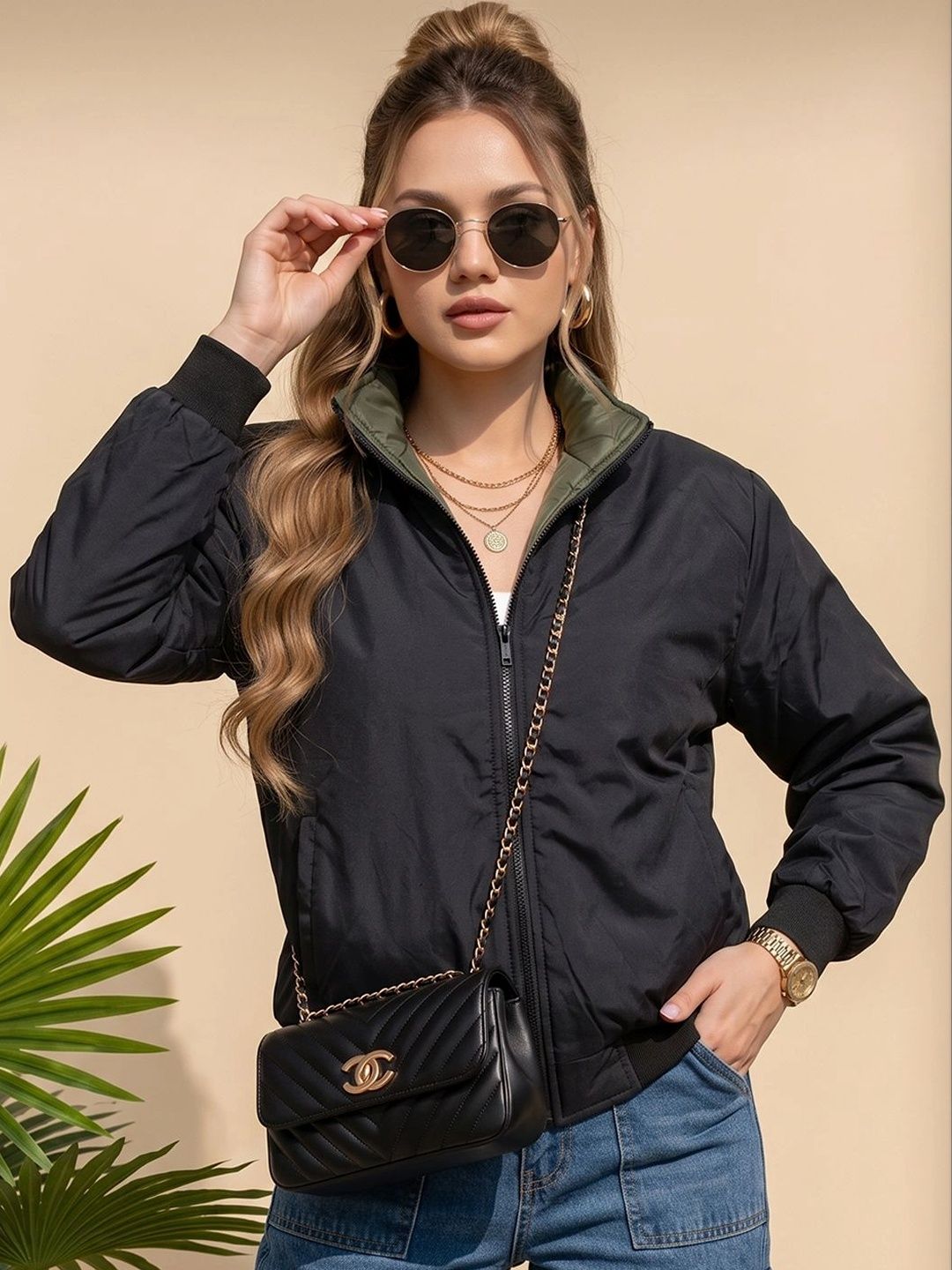 Moda Rapido Women Reversible Bomber Jacket-picture-58