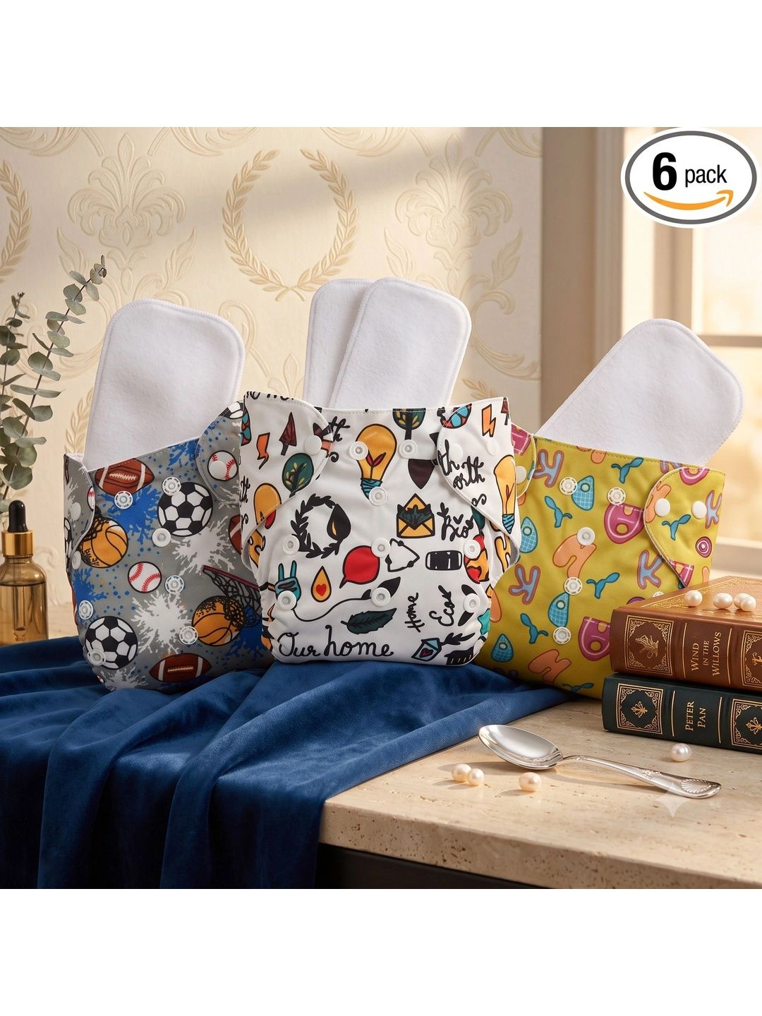 ocean count Set Of 3 Reusable Cloth Baby Diaper-picture-21