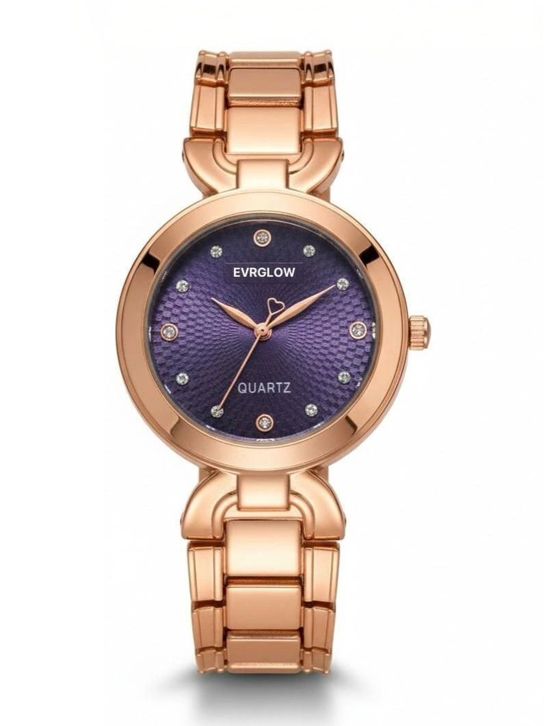 EVRGLOW Women Dial & Stainless Steel Bracelet Style Straps Analogue Date Aperture Watch ERW-37-PURPLE-GOLD-image-1