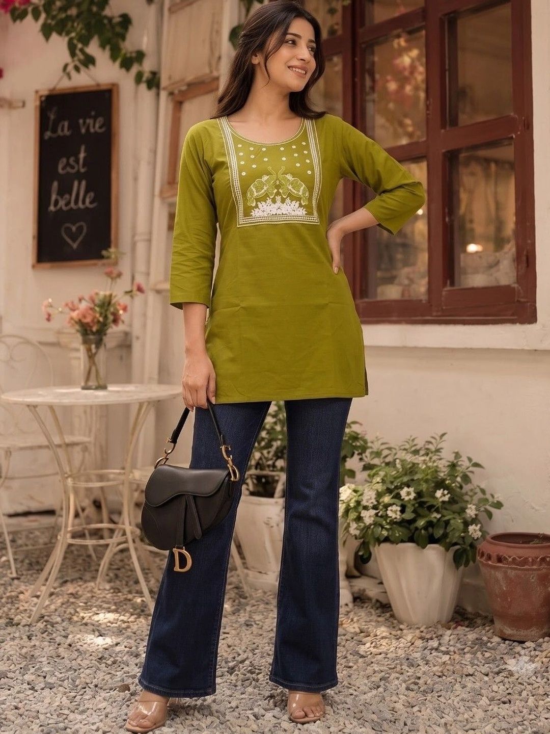 AXI COUTURE Ethnic Motifs Embroidered Pure Cotton Kurti-picture-55