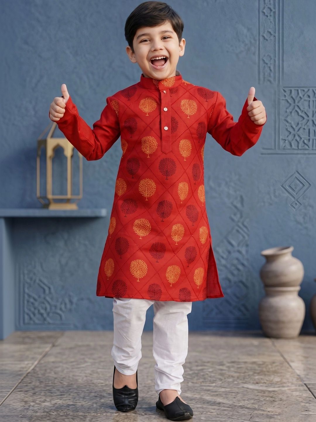 NFC CREATION Boys Ethnic Motifs Printed Regular Kurta with Churidar-picture-0
