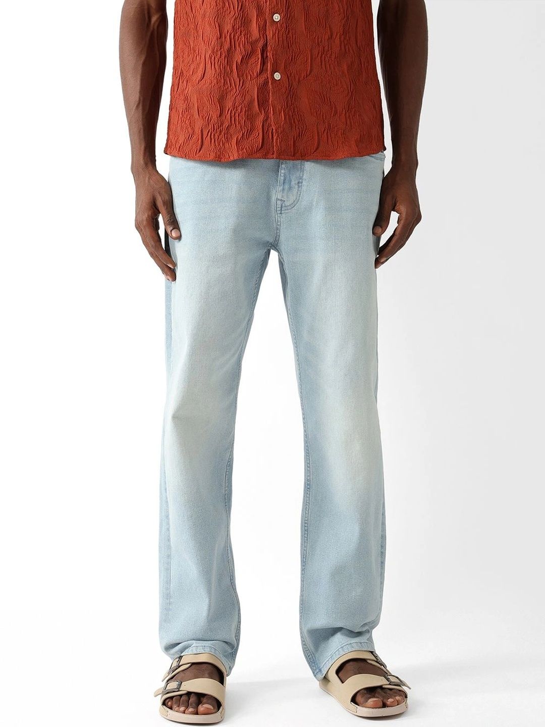 THE BEAR HOUSE Men Straight Fit Mid-Rise Heavy Fade Stretchable Jeans-picture-17