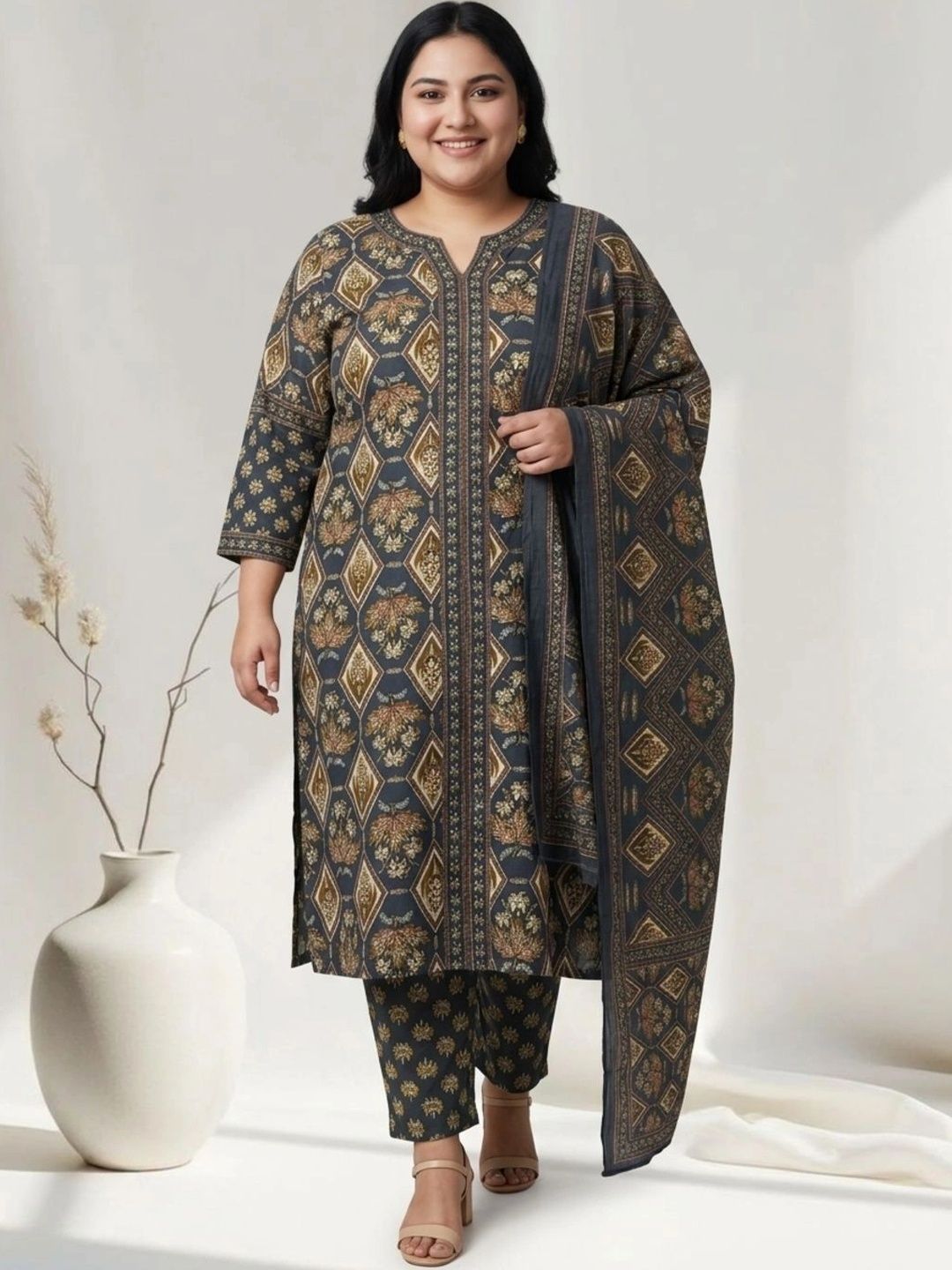 Readiprint Women Ethnic Motifs Printed Regular Pure Cotton Kurta with Trousers & With Dupatta-picture-54