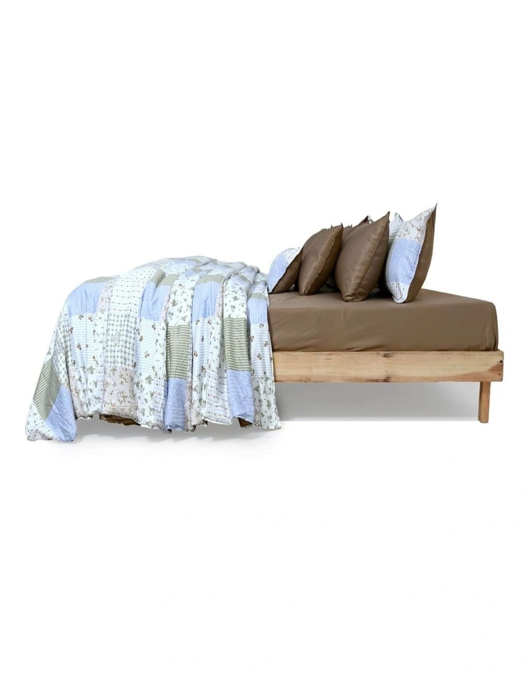 Zarf Blue & Brown Ethnic Motifs Cotton 9 Piece Double King Superfine Bedding Set-picture-23