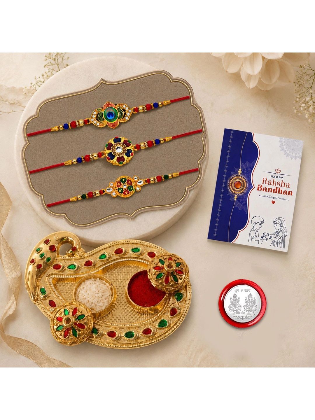 Myntra Elegant Homes 8-Pcs Rakhi Greeting Card & Roli Chawal-picture-33