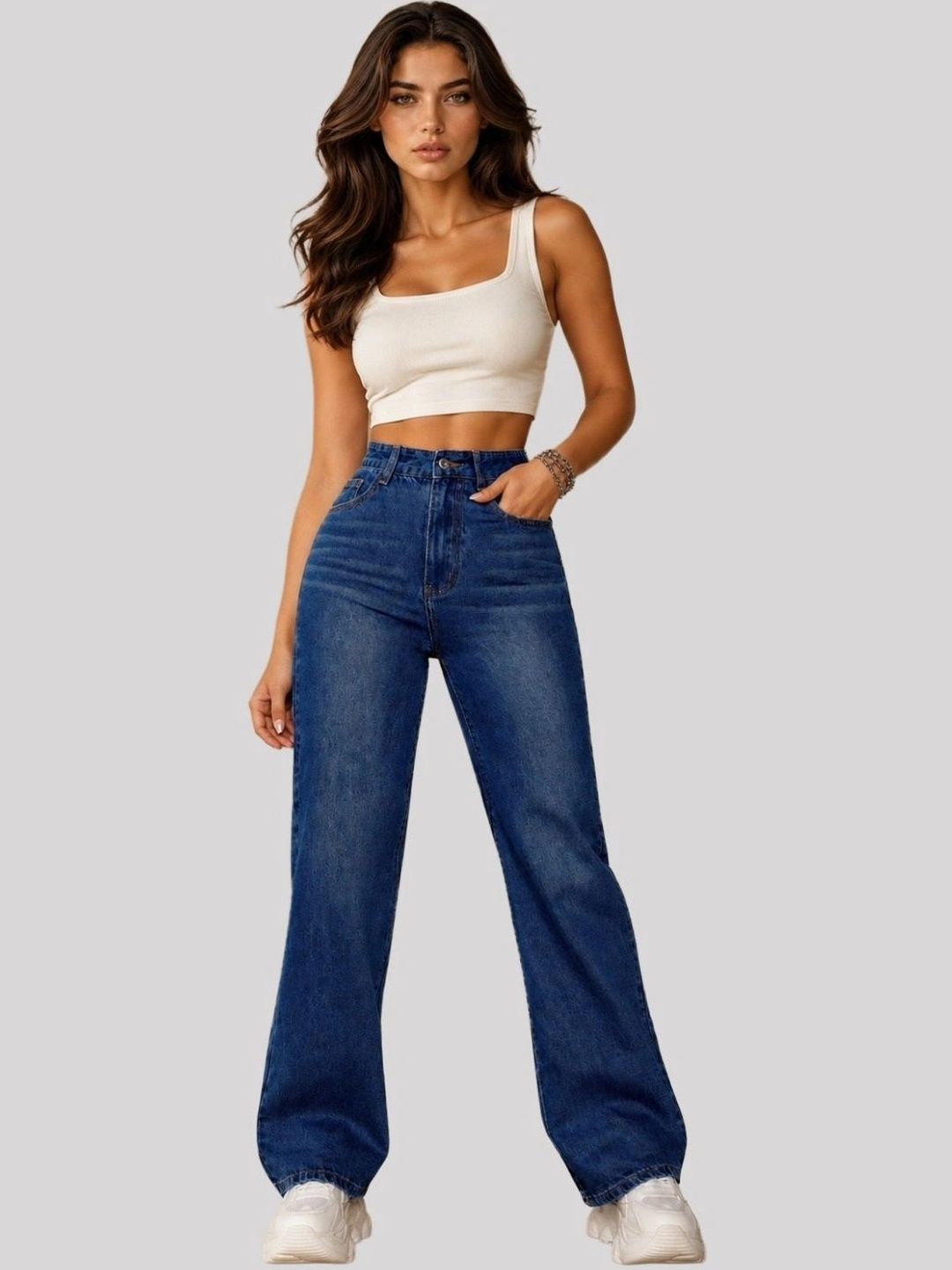 FNOCKS Women Comfort Relaxed Fit High-Rise Jeans-picture-39