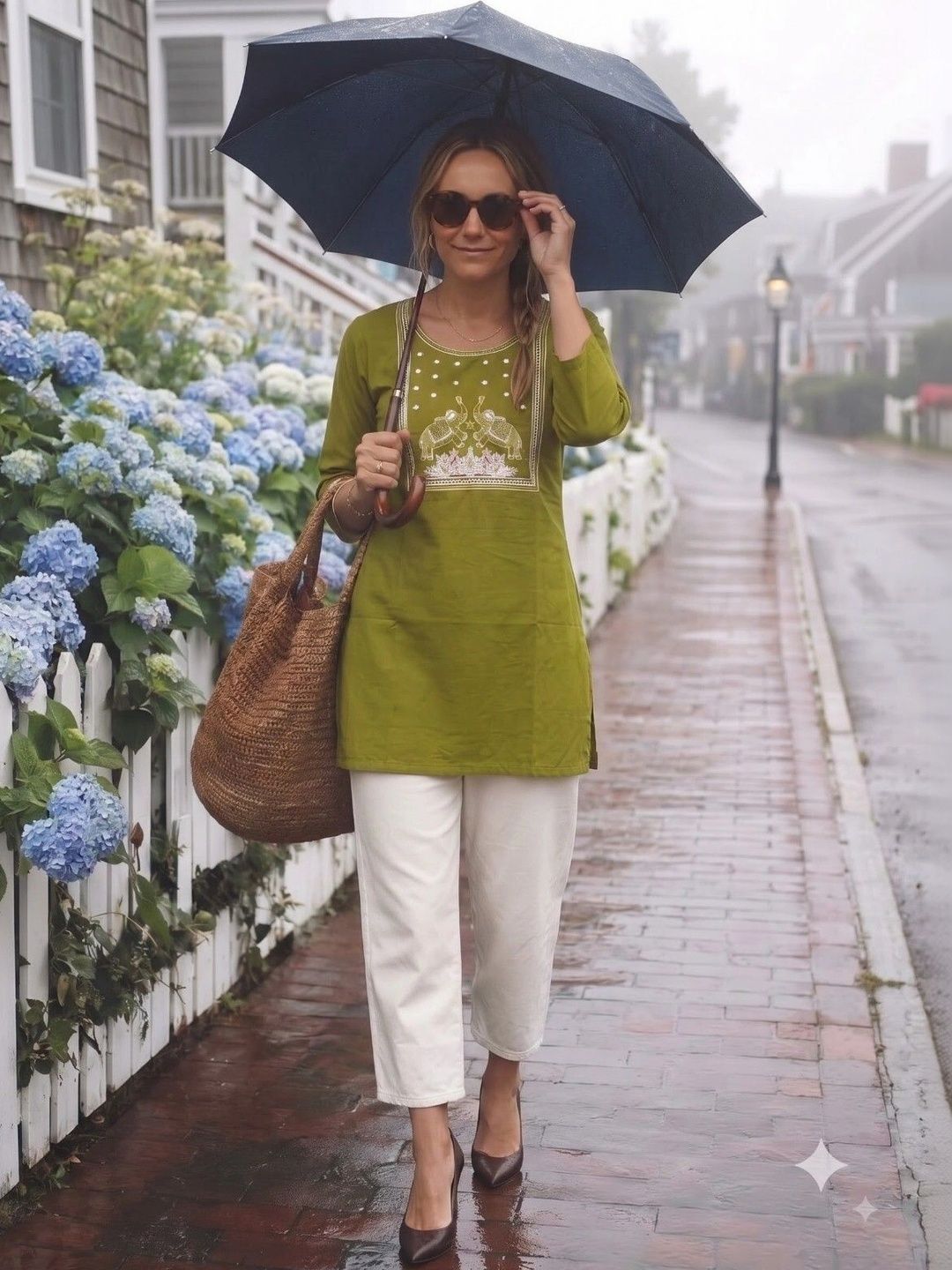 HOUSE OF AXI Ethnic Motifs Embroidered Pure Cotton Kurti-picture-24
