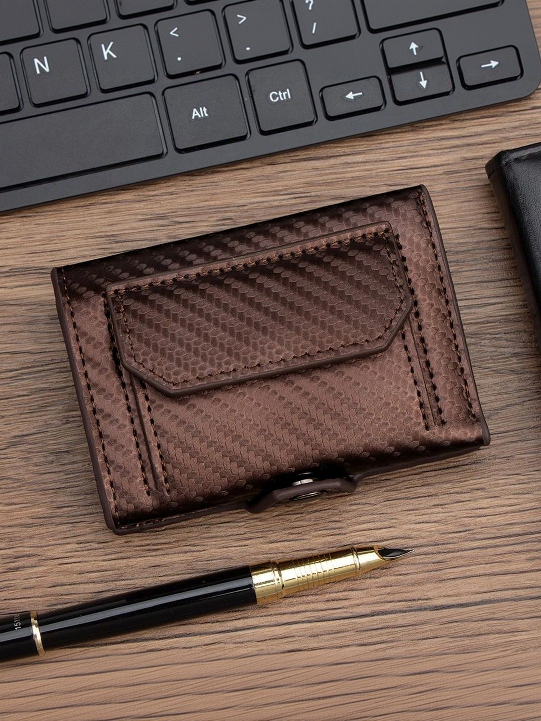 Bracevor Men Geometric Textured PU Two Fold Wallet-image-35