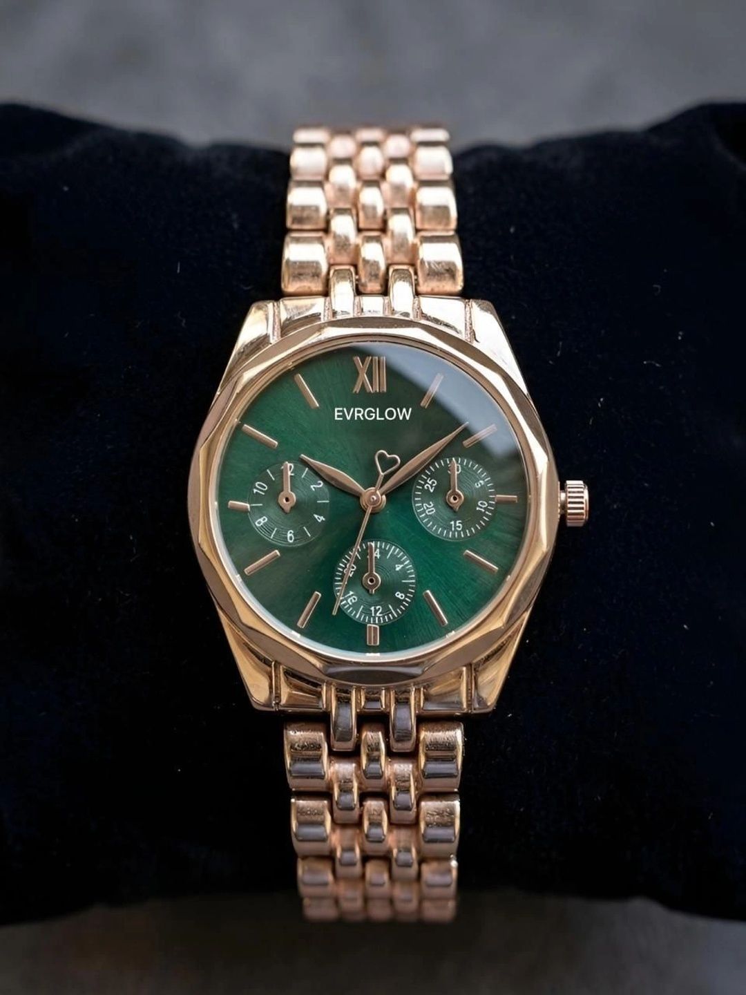 EVRGLOW Women Dial & Stainless Steel Bracelet Style Straps Analogue Multi Function Watch ERW-45-GREEN-image-4