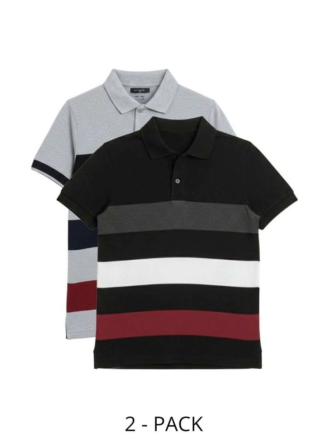 DIAZ Kids 2 Striped Polo Collar T-shirt-image-4