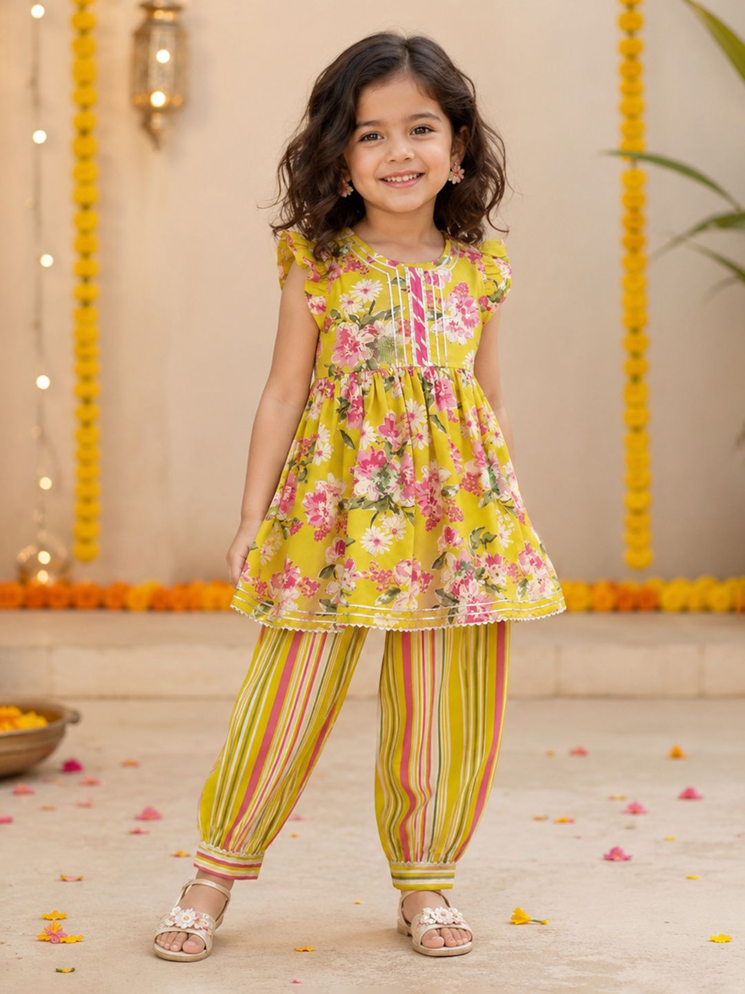 The Magic Wand Girls Printed Top with Dhoti Pants-image-5
