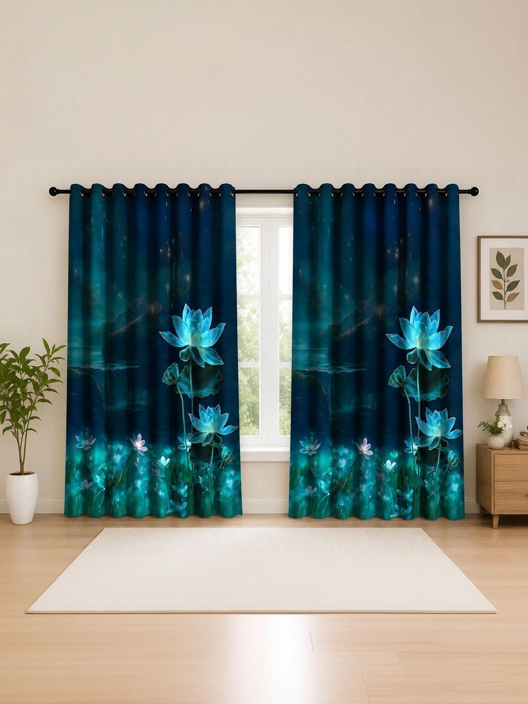 VRINDAKUL Multicoloured Set of 2 Floral Sheer Door Curtain-picture-37