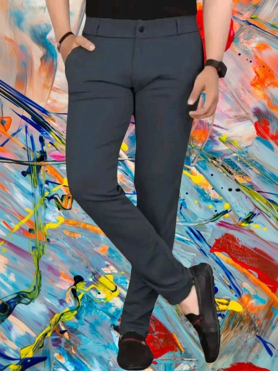 Nk staylish Men Smart Slim Fit Trousers-picture-17