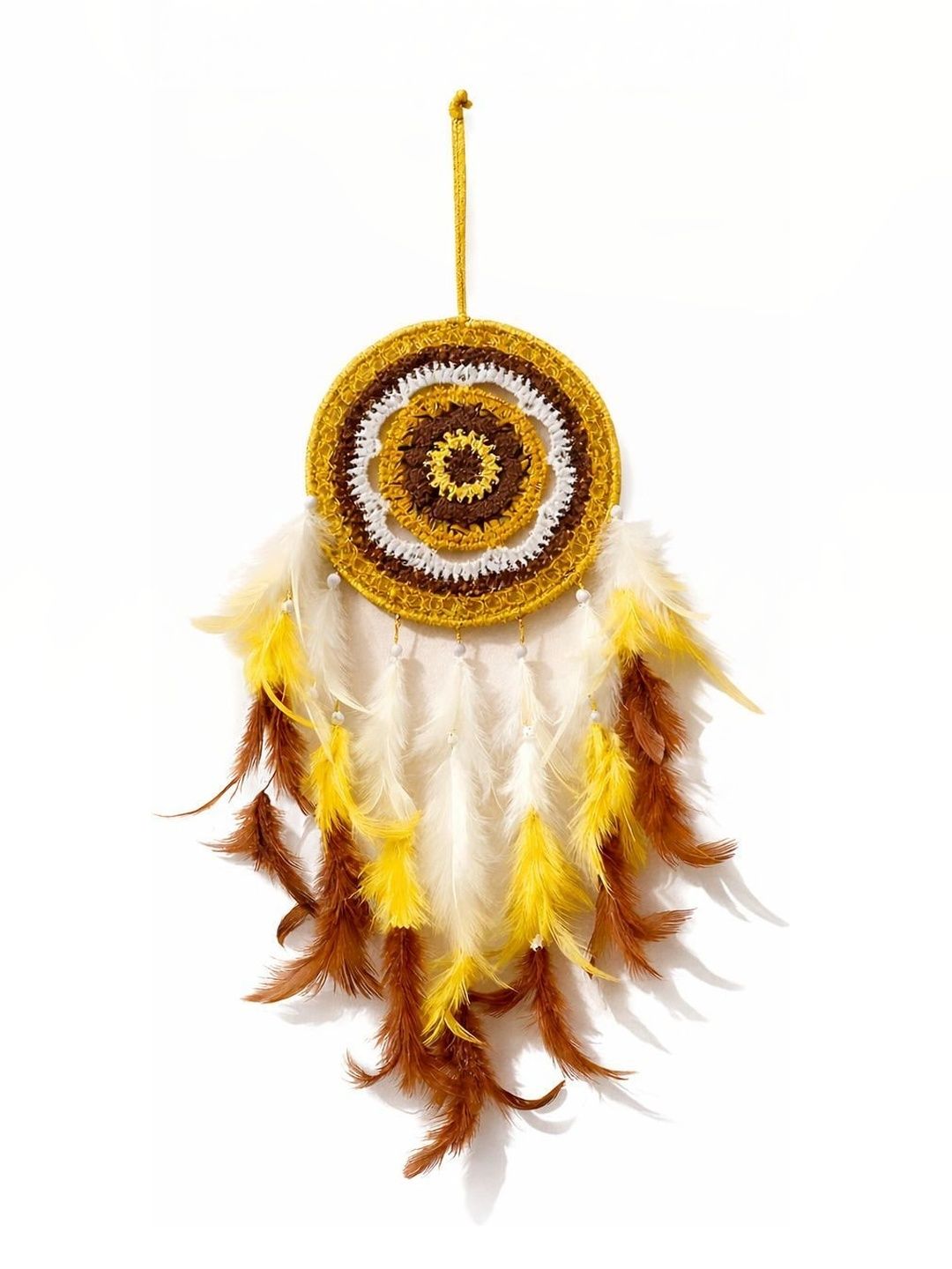 Good Aura Store White & Yellow Self-Designed Circular Handcrafted Bohemian Windchimes-picture-11