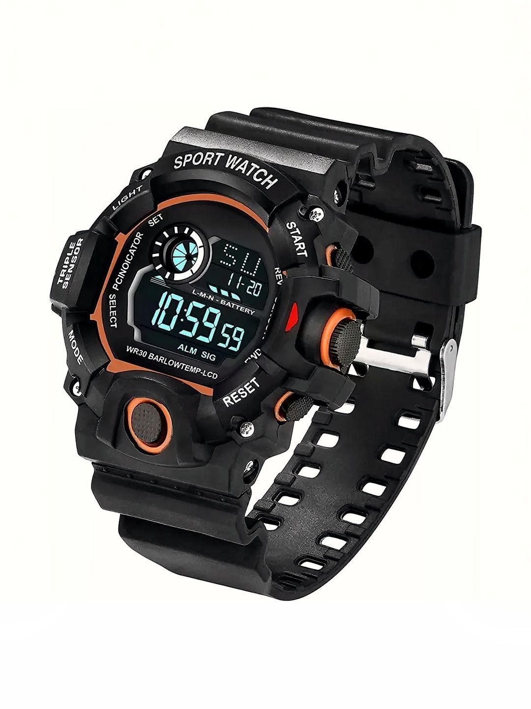 EVRGLOW Men Dial & Stainless Steel Straps Digital Watches Sports Watch Orange-picture-56