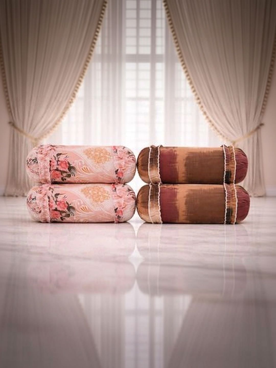 Luxmi Cotton Fabrics 4Pcs Peach-Colored Printed Cotton Superfine Quality Bolster Covers-picture-45