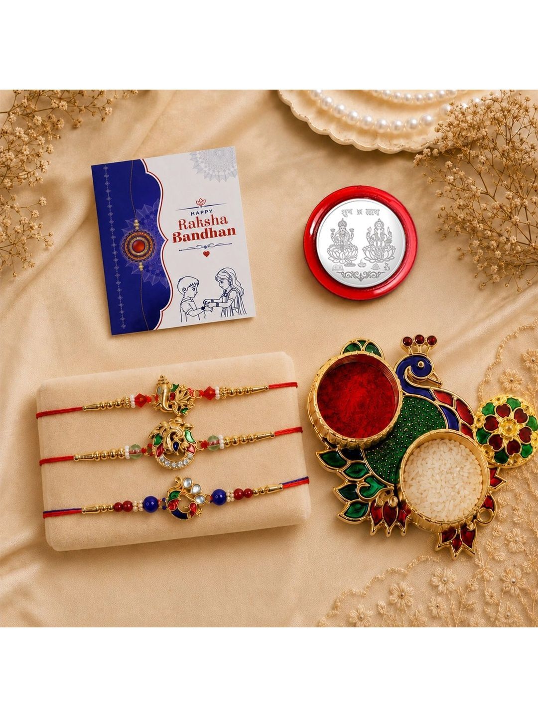 Myntra Elegant Homes 8-Pcs Rakhi Greeting Card & Roli Chawal-image-9