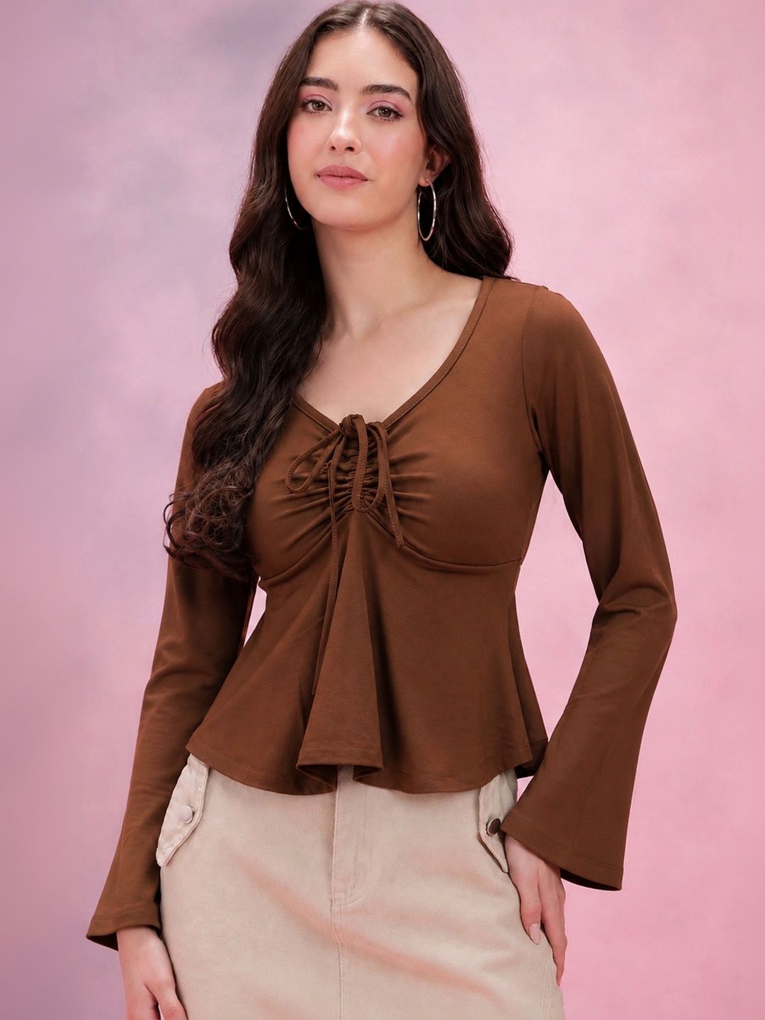 AROD Flared Sleeve Peplum Top-picture-25