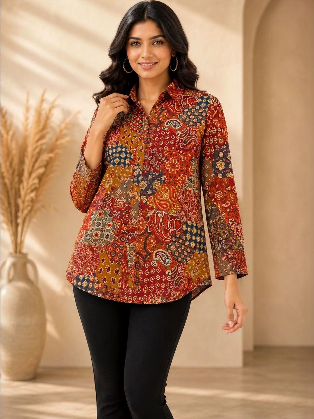 RIVNIX Print Ethnic Cotton Blend Top-picture-13