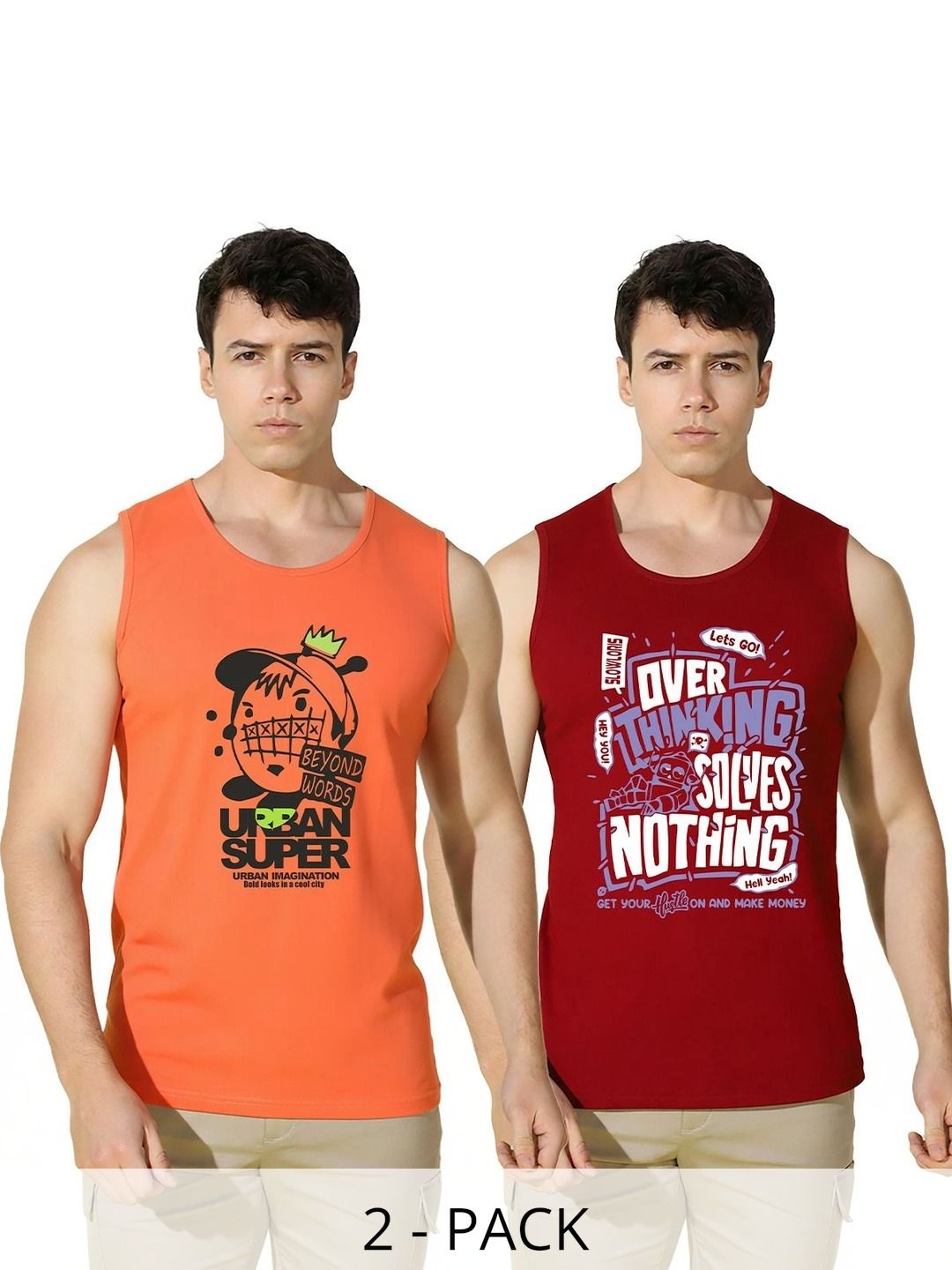SLOWLORIS Pack of 2 Printed Cotton Gym Vest-picture-45