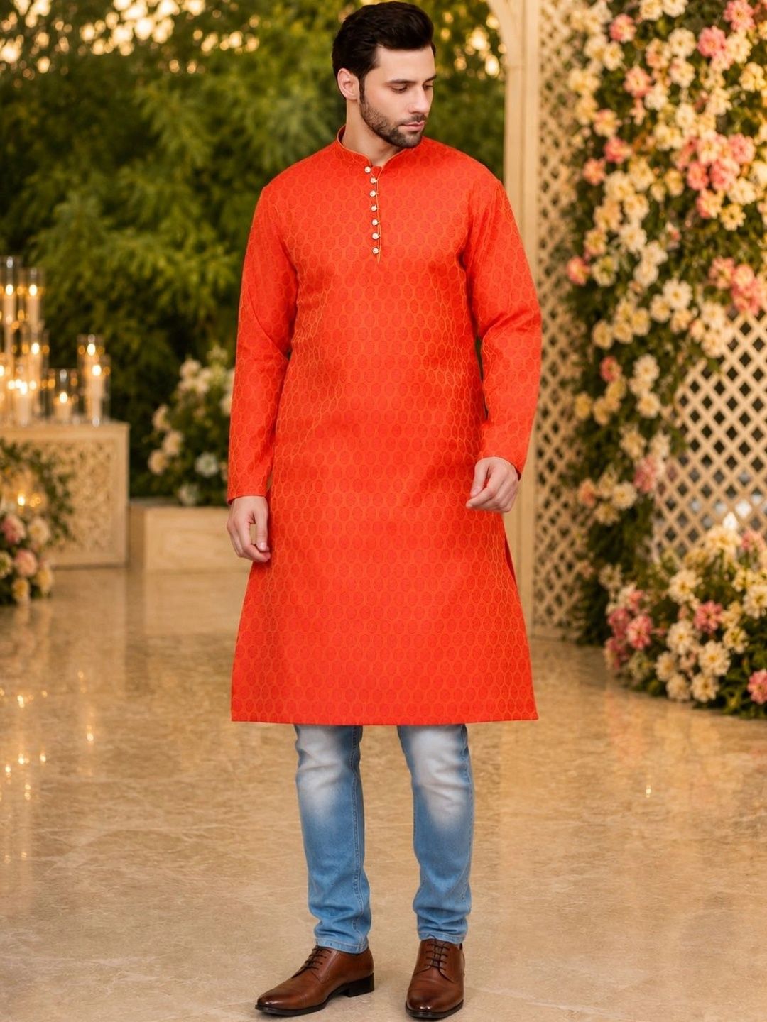 Sydney Heights Men Jacquard Kurta-picture-12