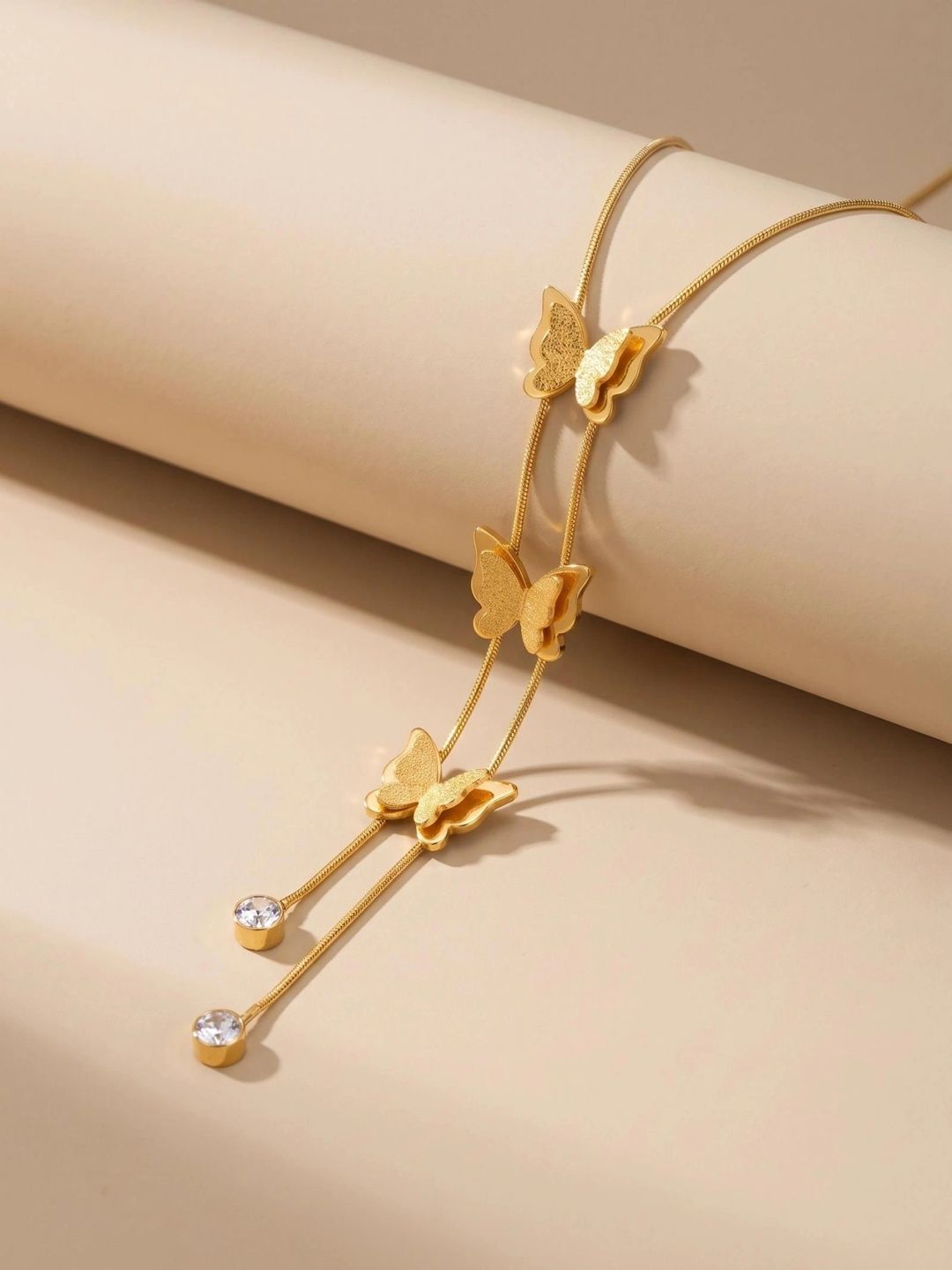 Myki Gold-Plated Butterfly Layered Necklace