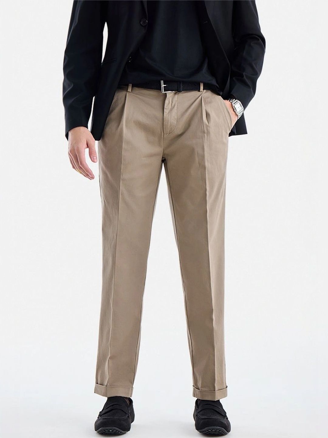 Snitch Men Pleated Chinos Trousers-picture-32