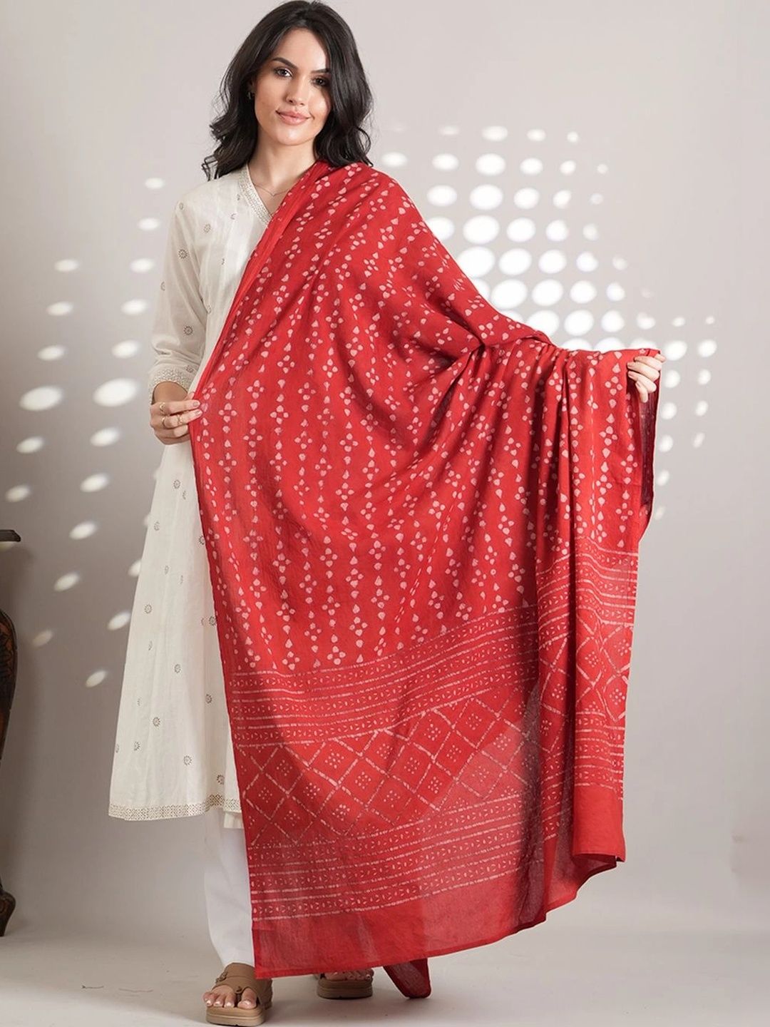 Style Shoes Ethnic Motifs Printed Pure Cotton Bandhani Dupatta-picture-12