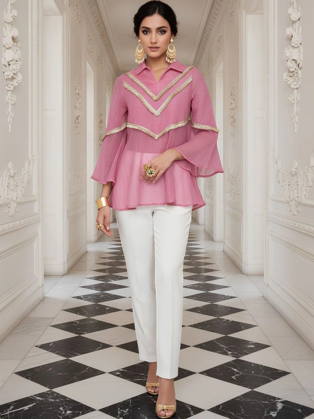 Zolo Label Flared Sleeve Cotton Top-picture-48