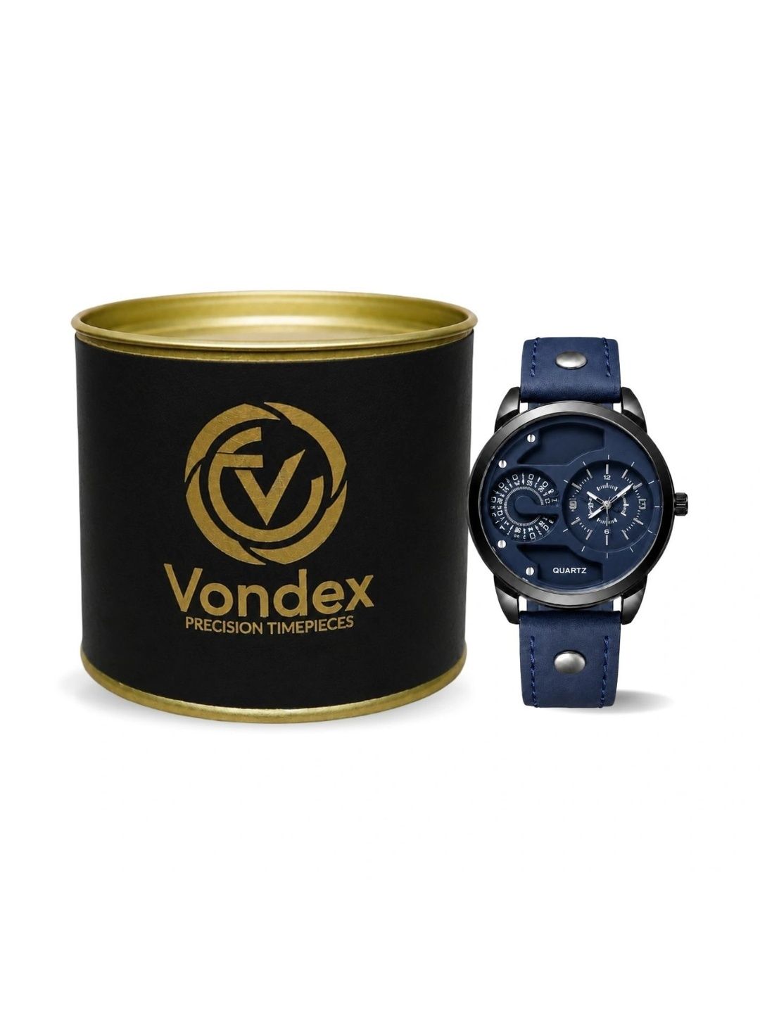 Vondex Men Dial & Leather Straps Analogue Watch AUG26_M_2DIAL_BLK_BUTON_STRAP_BLUE-picture-48