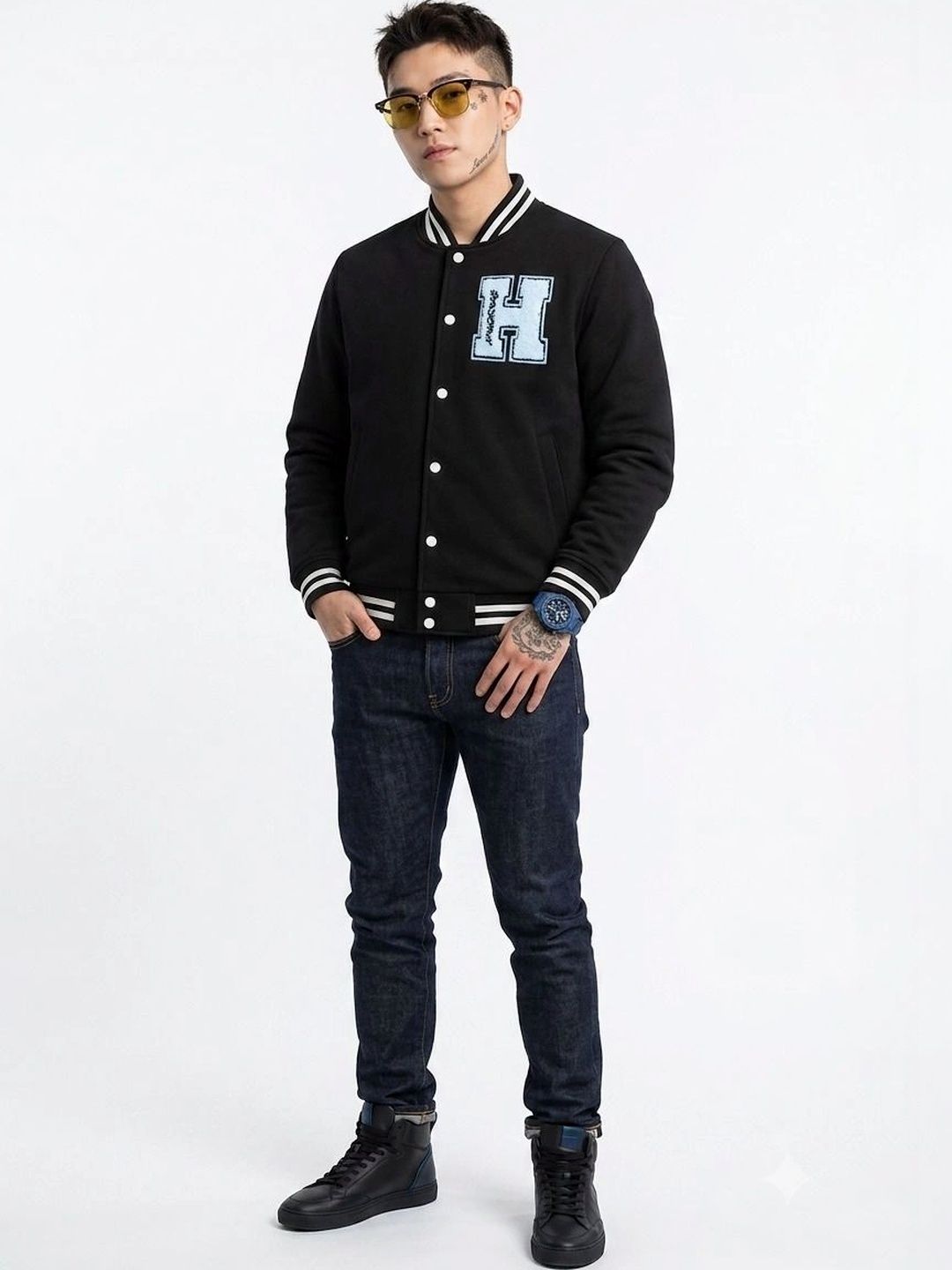 oiin Men Fleece Blend Varsity Jacket-picture-35