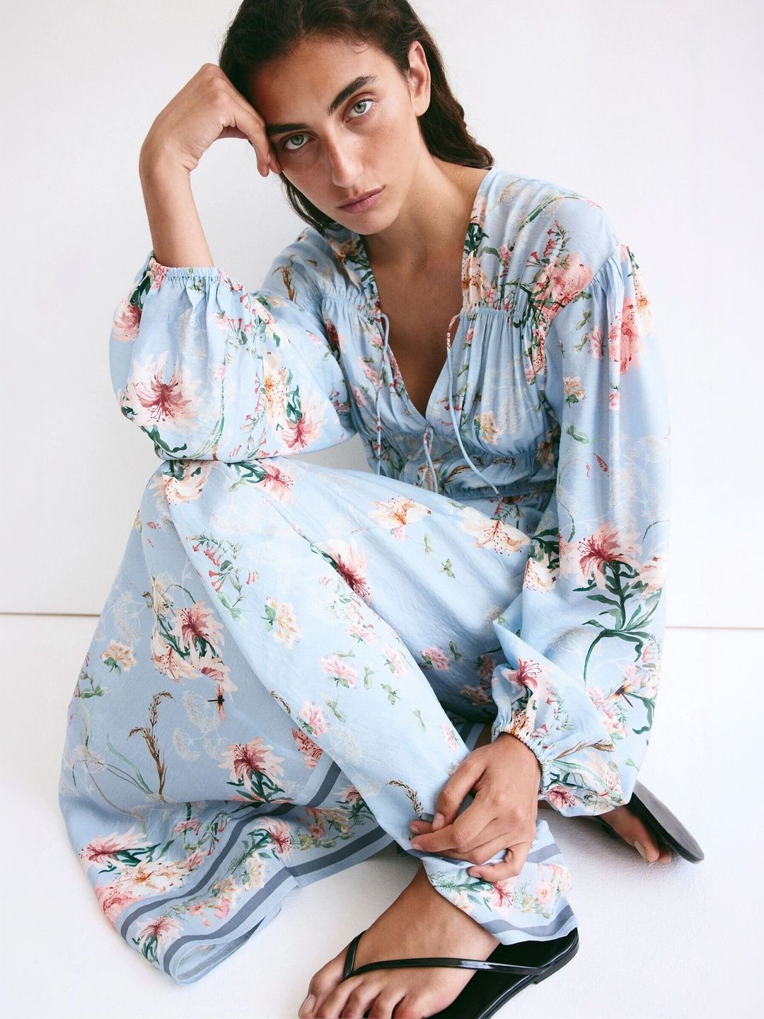 H&M Floral Print Puff Sleeve Maxi Dress-image-10