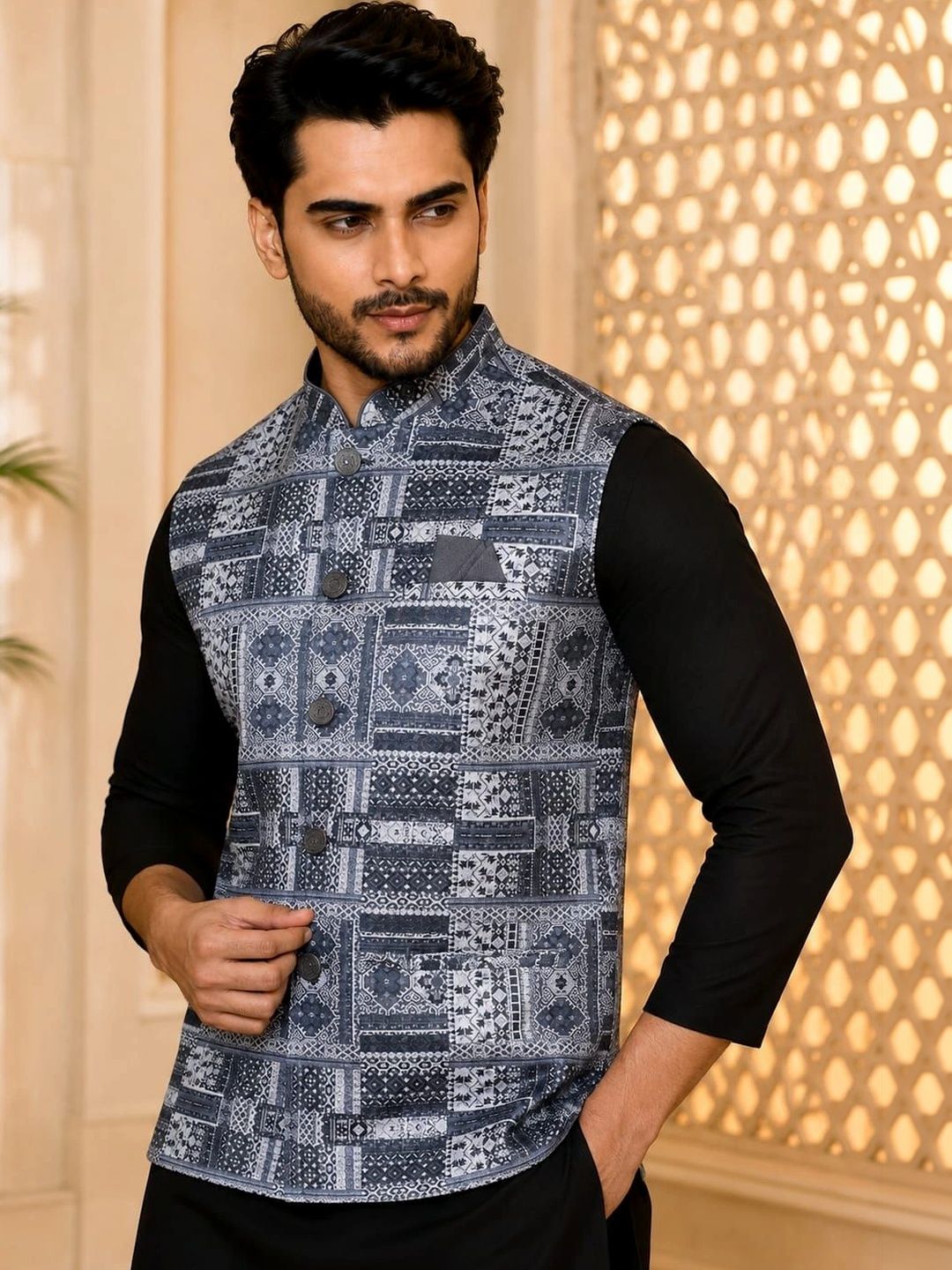 WANAS Printed Brocade Nehru Jackets-picture-55