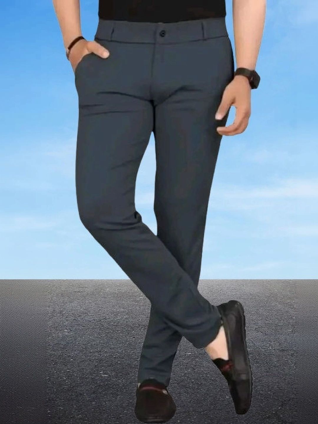 Nk staylish Men Smart Slim Fit Easy Wash Trousers-picture-26