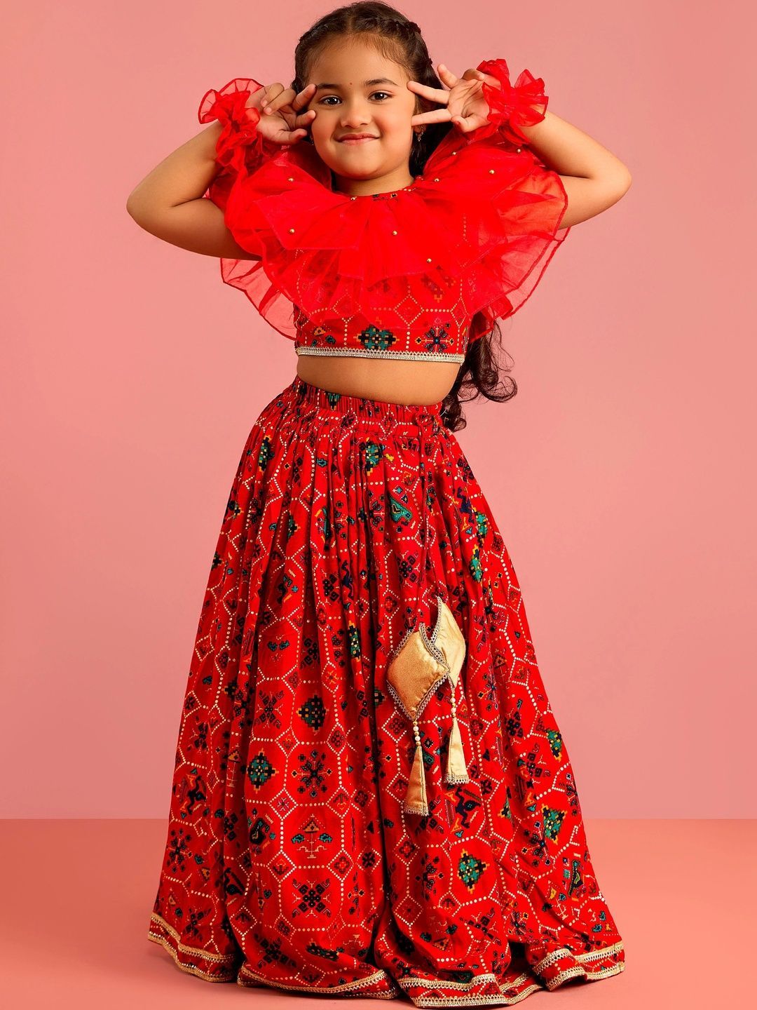 VASTRAMAY Girls Printed Ready to Wear Lehenga &-picture-55