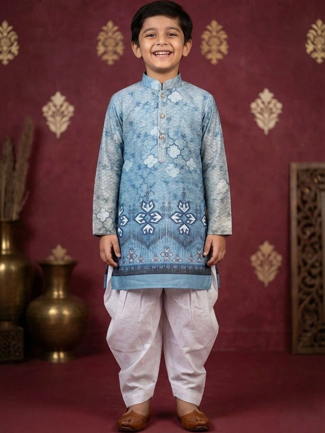 NFC CREATION Boys Ethnic Motifs Printed Regular Kurta with Dhoti Pants-picture-33