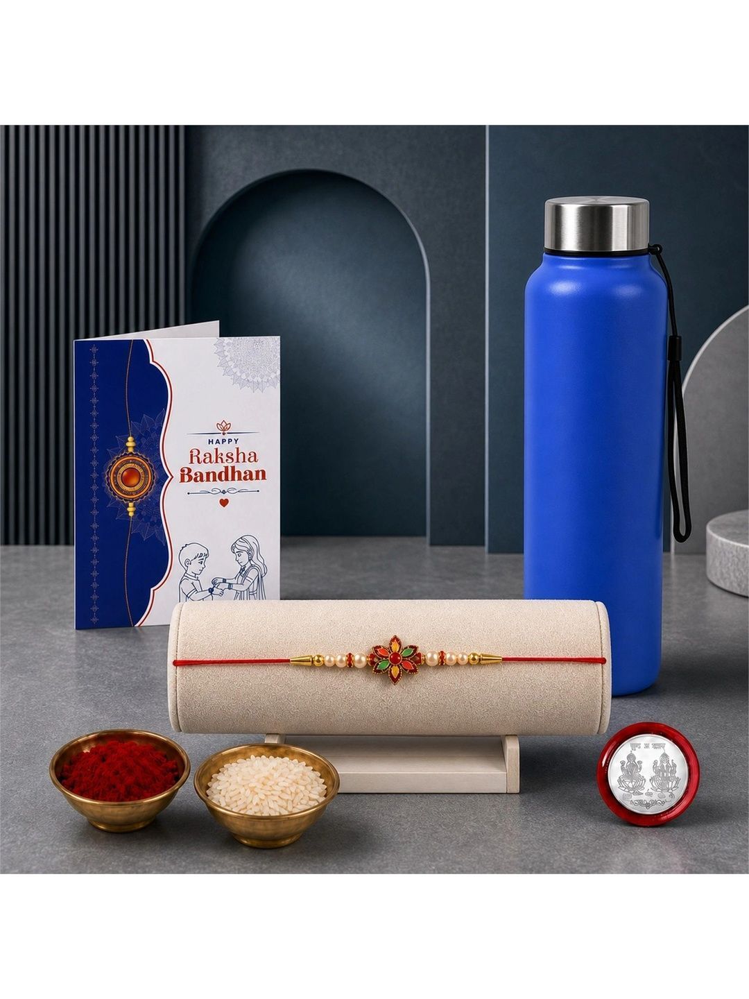 Myntra Elegant Homes Set of 6 Rakhi Gift Set With Silver Coin, Greeting Card & Roli Chawal-picture-50