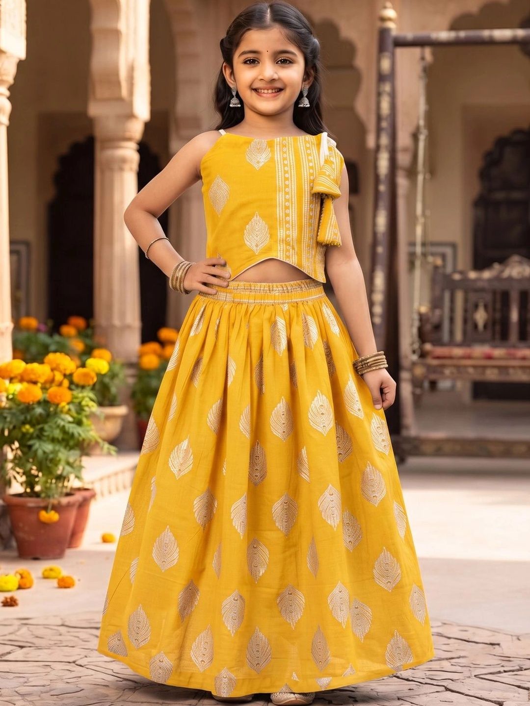 Sangria Girls Printed Ready to Wear Lehenga &-picture-23
