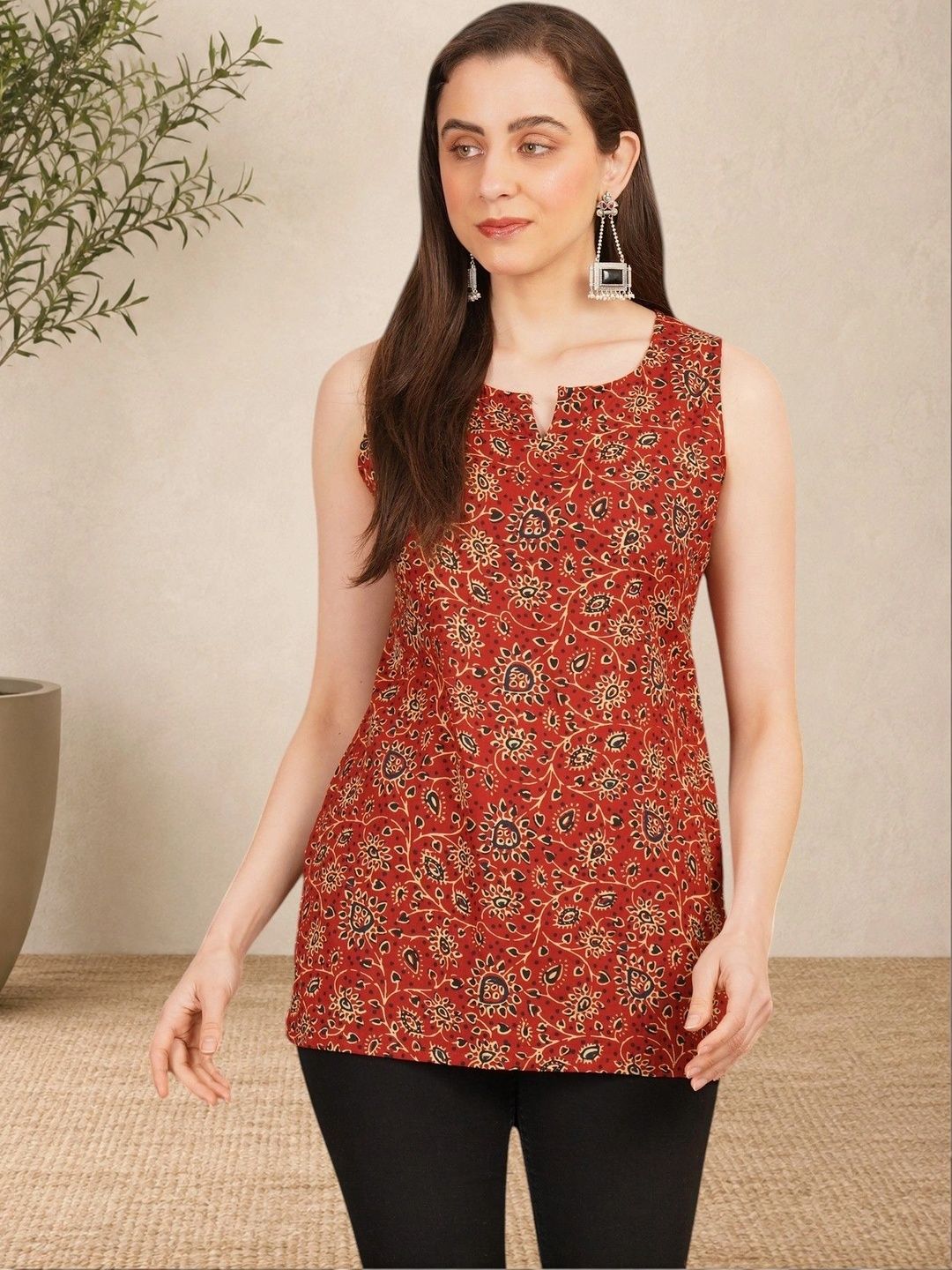 Sangria Botanical Printed Pure Cotton Blend Khadi Kurti-picture-19