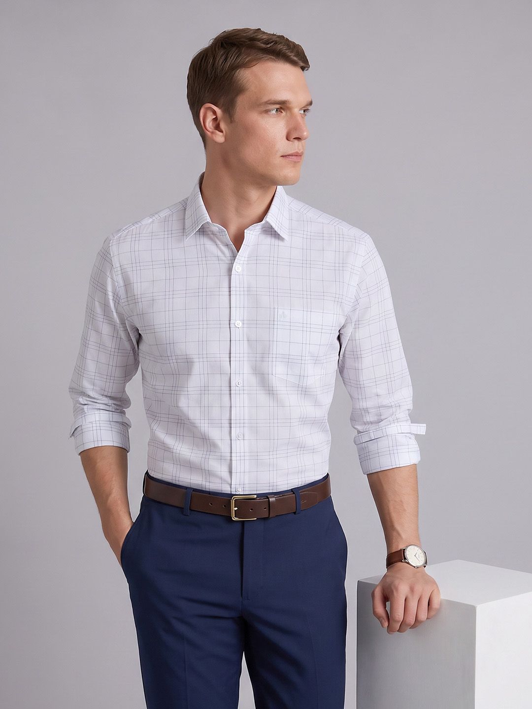 Arrow Manhattan Slim Fit Checked Formal Shirt-picture-38