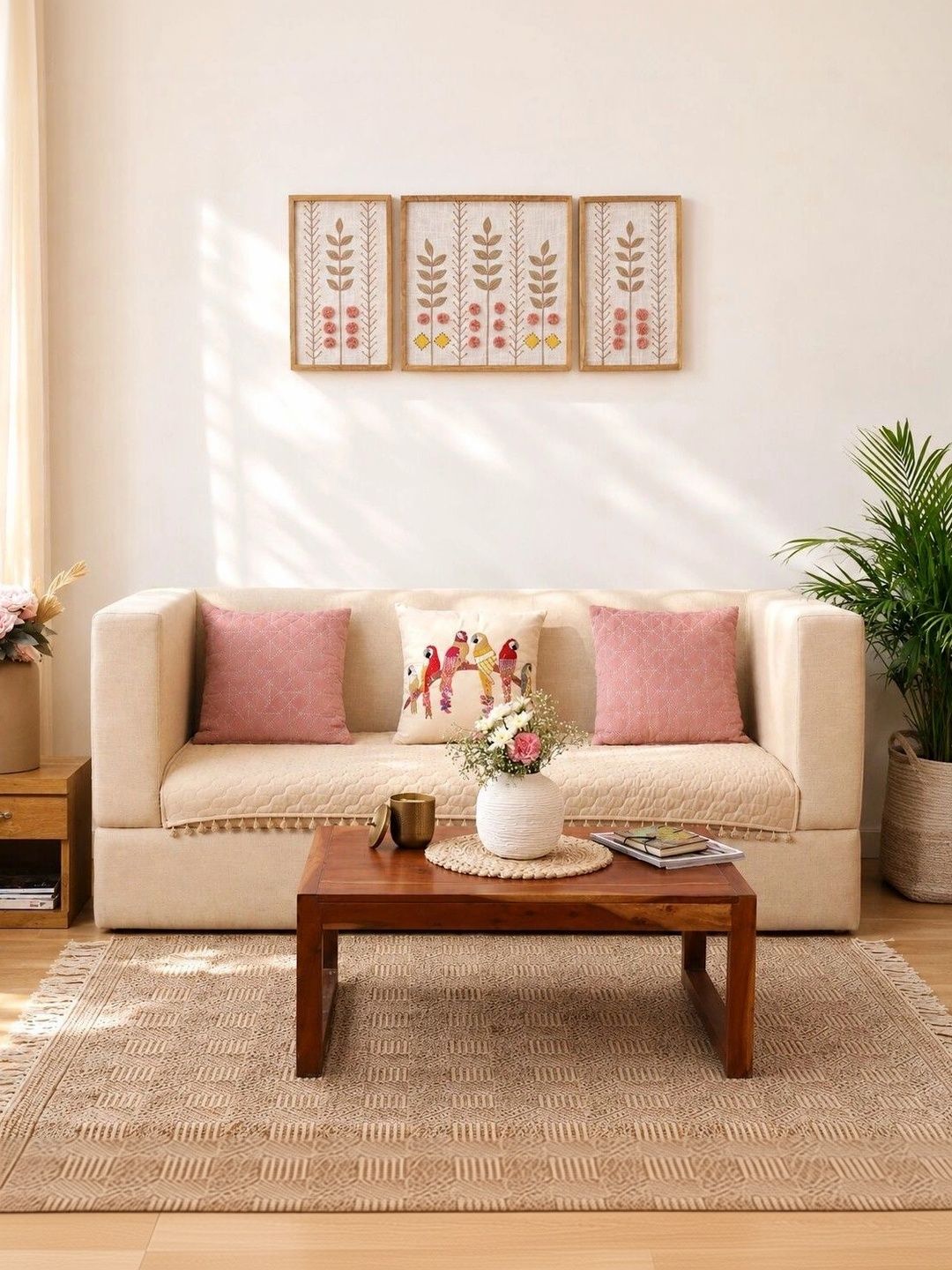 eyda Beige 4 Piece Sofa Cover Without Arms-picture-55