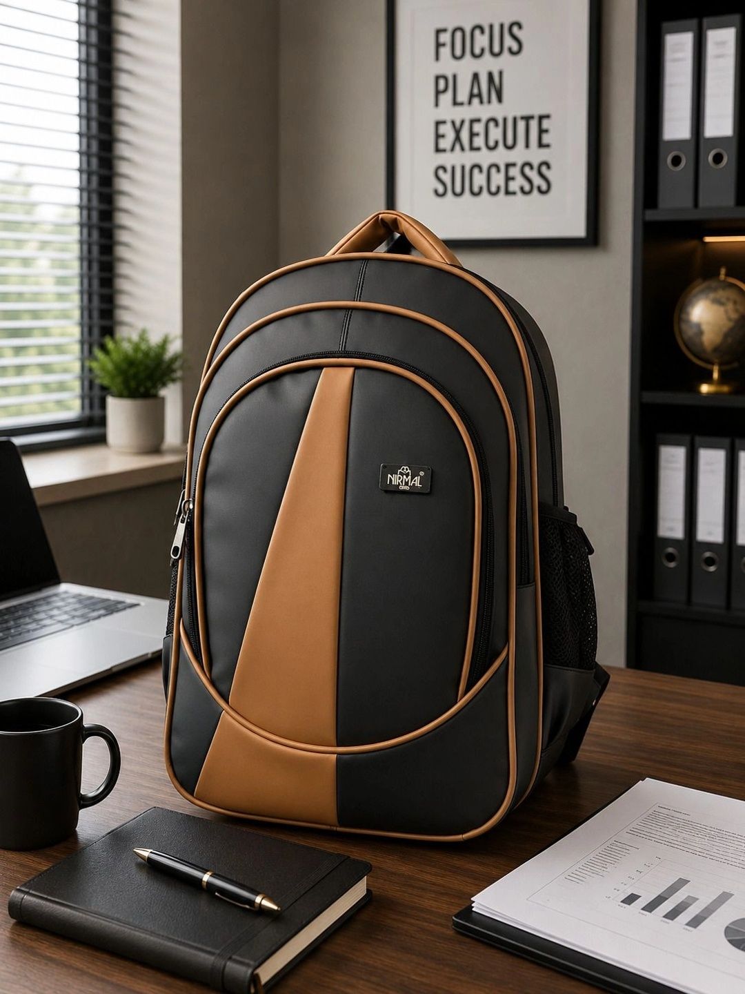 NIRMAL BAG Men Colourblocked Contrast Detail Backpack-picture-14