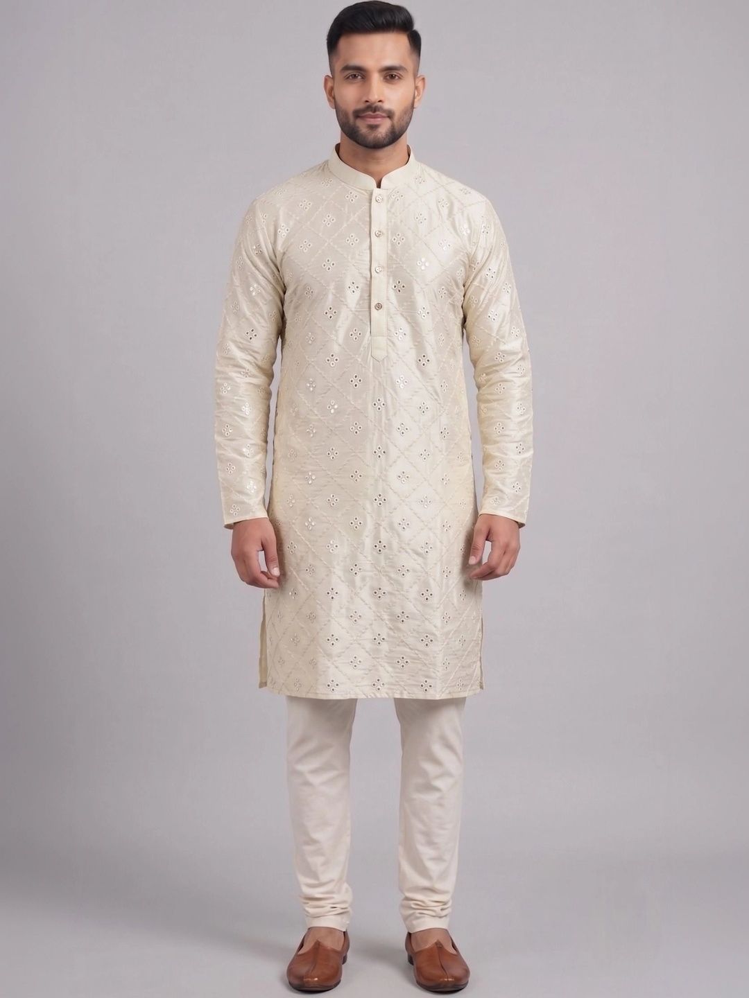 Shiv Leela Men Ethnic Motifs Embellished Mirror Work Kurta-picture-16