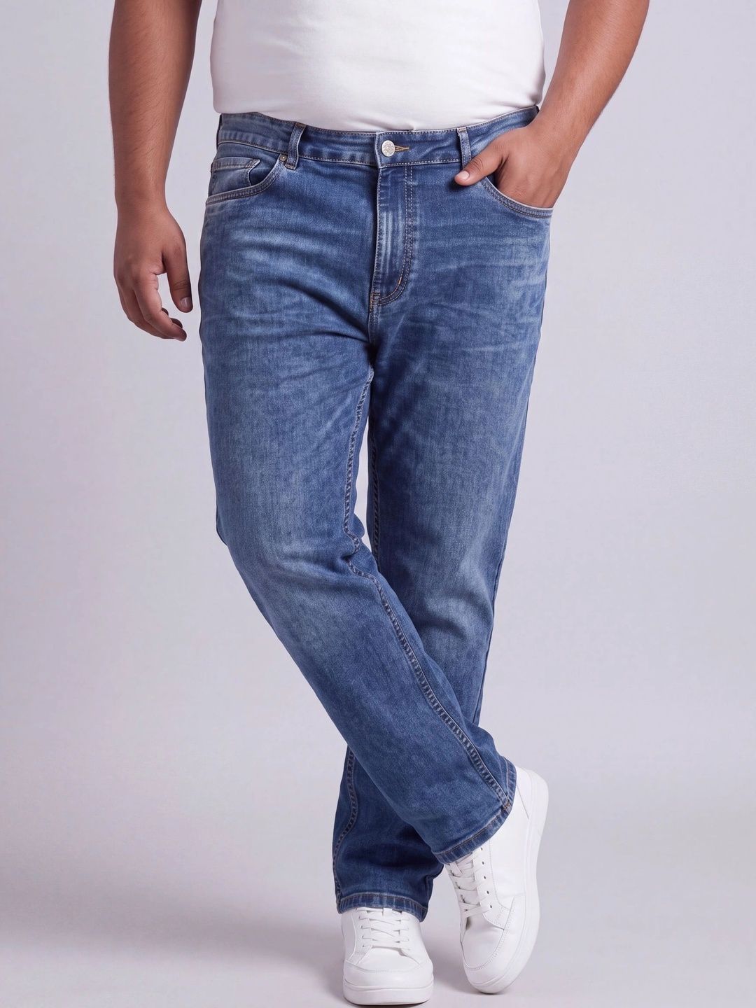 Turning Blue Men Straight Fit Mid-Rise Low Distress Jeans-picture-35