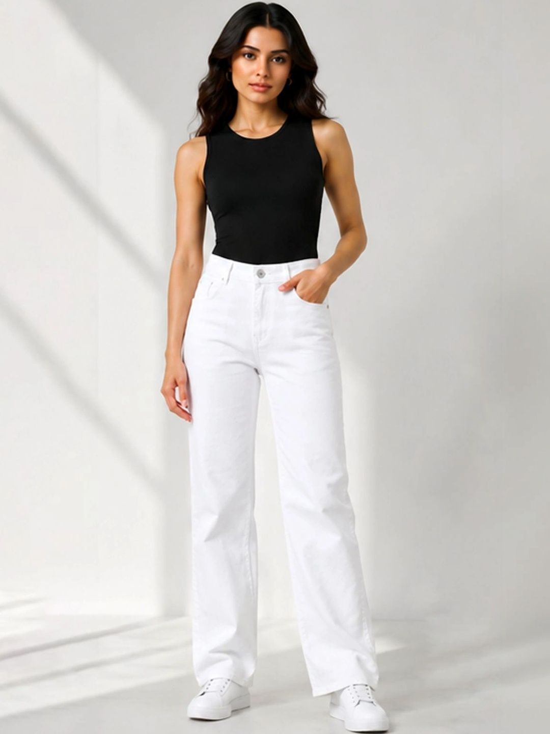 HERE&NOW Women Classic Regular Fit Mid-Rise Stretchable Jeans-picture-19